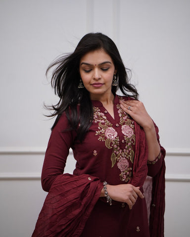 Beautiful Pure Cotton Super Dying Embroidery Suit
